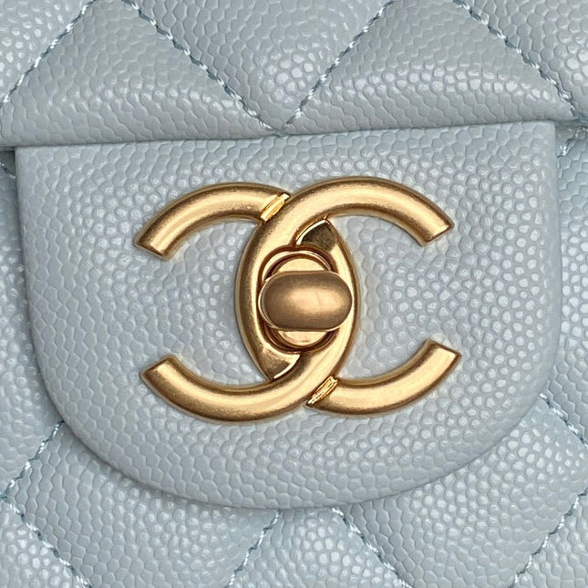 CHANEL 25S FLAP BAG 19 IN LIGHT BLUE CALFSKIN GOLD HARDWARE