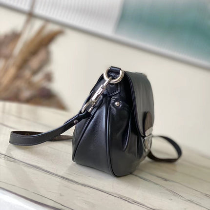 SUNSET VIBE 27 IN BLACK LAMBSKIN AND MONOGRAM CANVAS SILVER BUCKLE