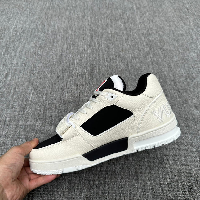 LV TRAINER WHITE MIX BLACK MONOGRAM CALFSKIN