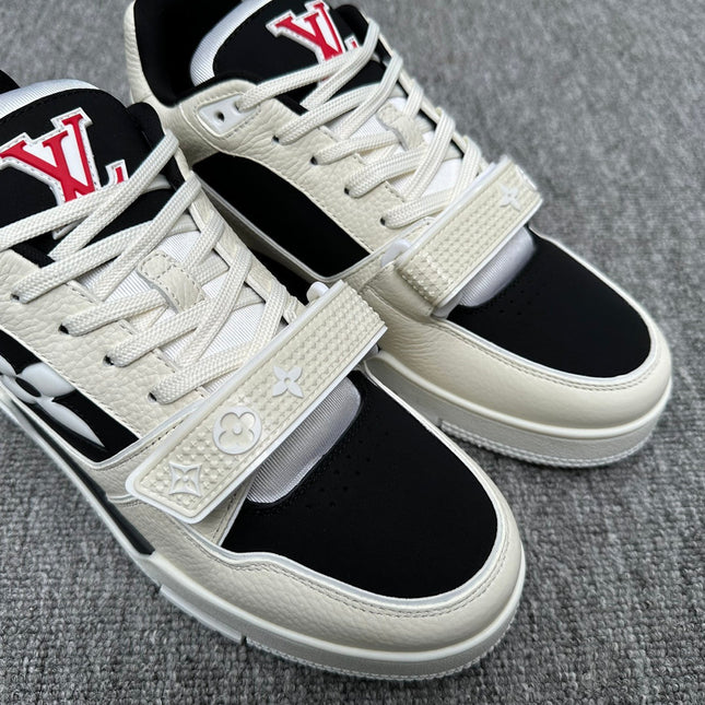 LV TRAINER WHITE MIX BLACK MONOGRAM CALFSKIN