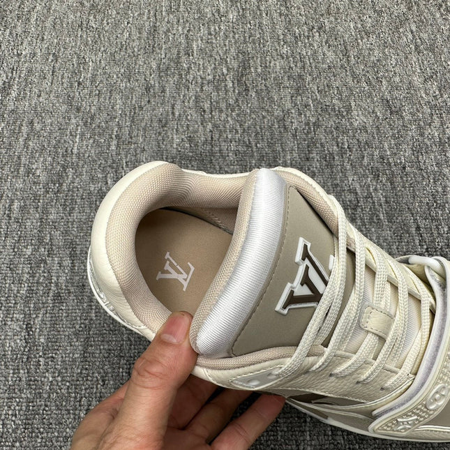 LV TRAINER WHITE MIX GREY MONOGRAM CALFSKIN