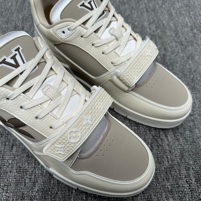 LV TRAINER WHITE MIX GREY MONOGRAM CALFSKIN