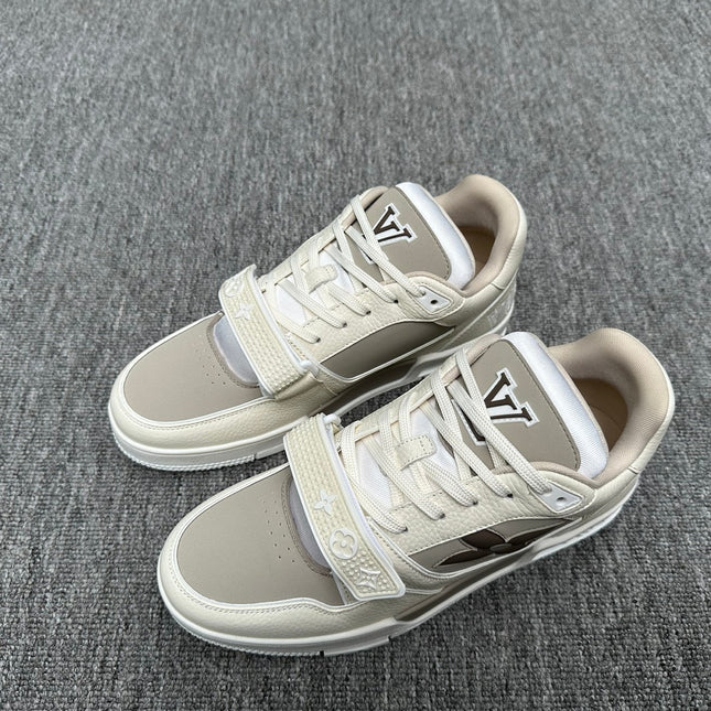 LV TRAINER WHITE MIX GREY MONOGRAM CALFSKIN