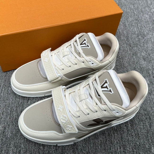 LV TRAINER WHITE MIX GREY MONOGRAM CALFSKIN