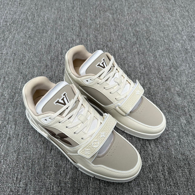 LV TRAINER WHITE MIX GREY MONOGRAM CALFSKIN