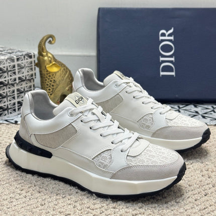 CD B25 SNEAKER WHITE AND BEIGE CALFSKIN