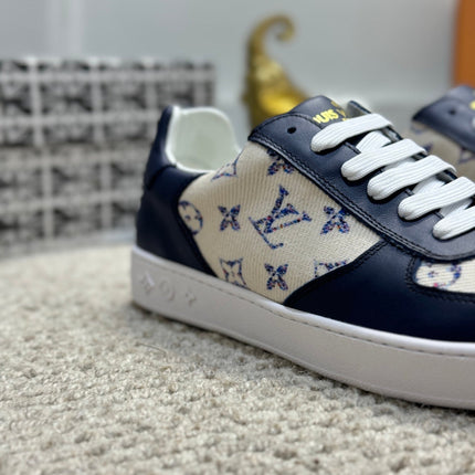 LV TRAINER SNEAKER NAVY BLUE CALFSKIN AND BEIGE MONOGRAM CANVAS