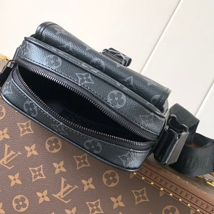LV 25S GETAWAY MESSENGER BAG 20 IN BLACK MONOGRAM ECLIPSE CANVAS