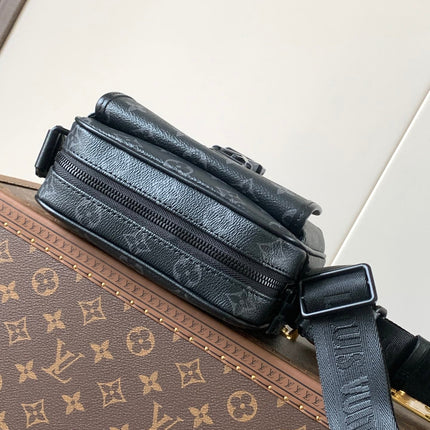 LV 25S GETAWAY MESSENGER BAG 20 IN BLACK MONOGRAM ECLIPSE CANVAS