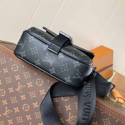 LV 25S GETAWAY MESSENGER BAG 20 IN BLACK MONOGRAM ECLIPSE CANVAS