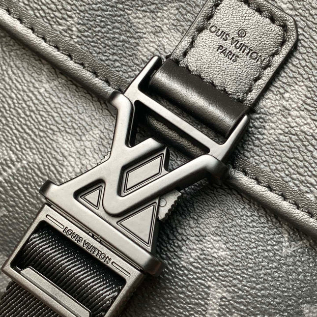 LV 25S GETAWAY MESSENGER BAG 20 IN BLACK MONOGRAM ECLIPSE CANVAS