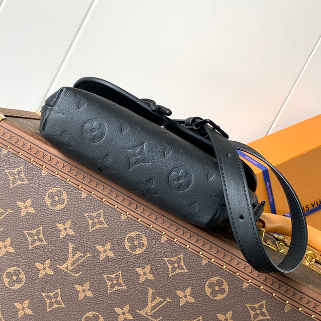 LV 25S PULSE WEARABLE WALLET 22 IN BLACK MONOGRAM SHADOW EMBOSSED CALFSKIN