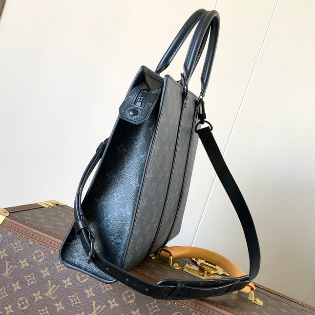 LV 25S SAC PLAT BAG 39 IN BLACK MONOGRAM ECLIPSE CANVAS