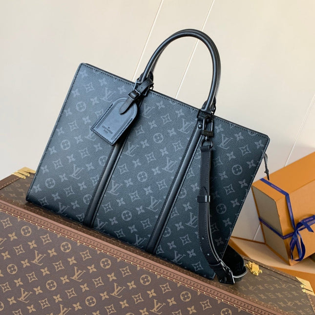 LV 25S SAC PLAT BAG 39 IN BLACK MONOGRAM ECLIPSE CANVAS