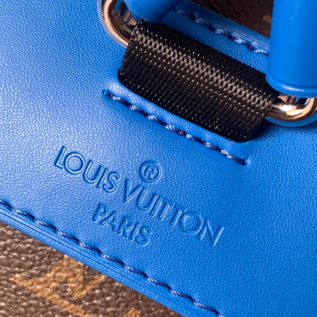 LV 25S CHRISTOPHER BACKPACK 48 IN BROWN AND PERSIAN BLUE CANVAS MONOGRAM