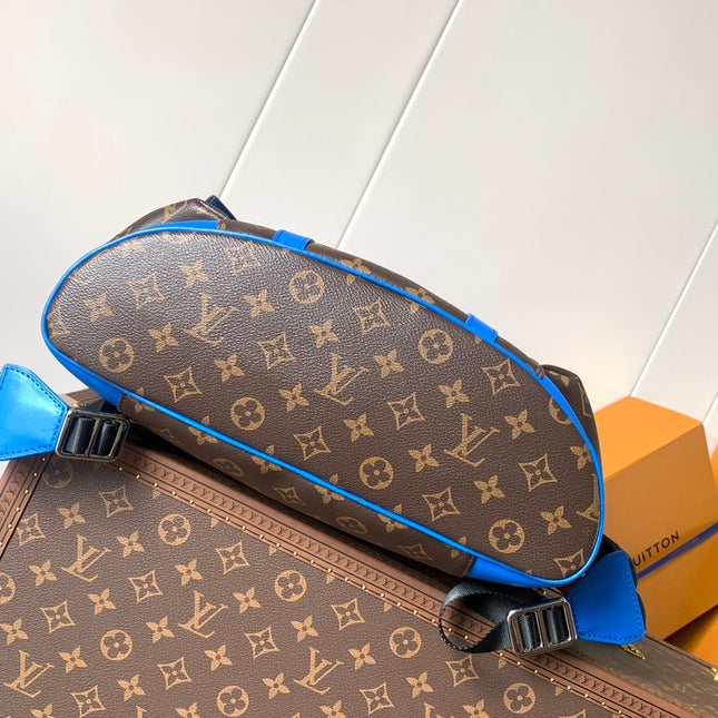 LV 25S CHRISTOPHER BACKPACK 48 IN BROWN AND PERSIAN BLUE CANVAS MONOGRAM