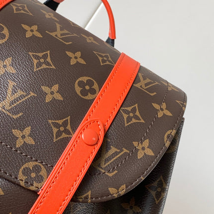 LV 25S CHRISTOPHER BACKPACK 48 IN BROWN AND VERMILION CANVAS MONOGRAM