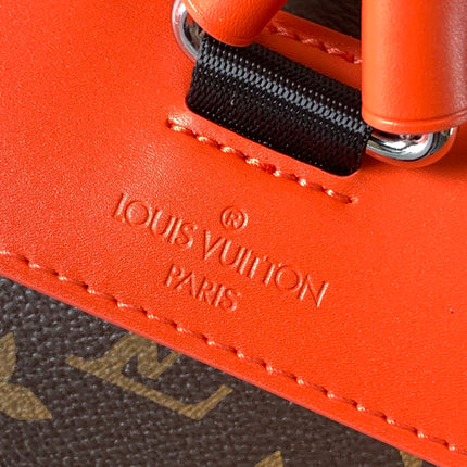 LV 25S CHRISTOPHER BACKPACK 48 IN BROWN AND VERMILION CANVAS MONOGRAM