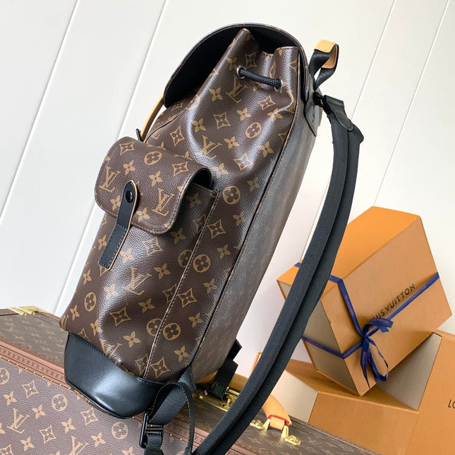 LV 25S CHRISTOPHER BACKPACK 44 IN BROWN AND BLACK CANVAS MONOGRAM