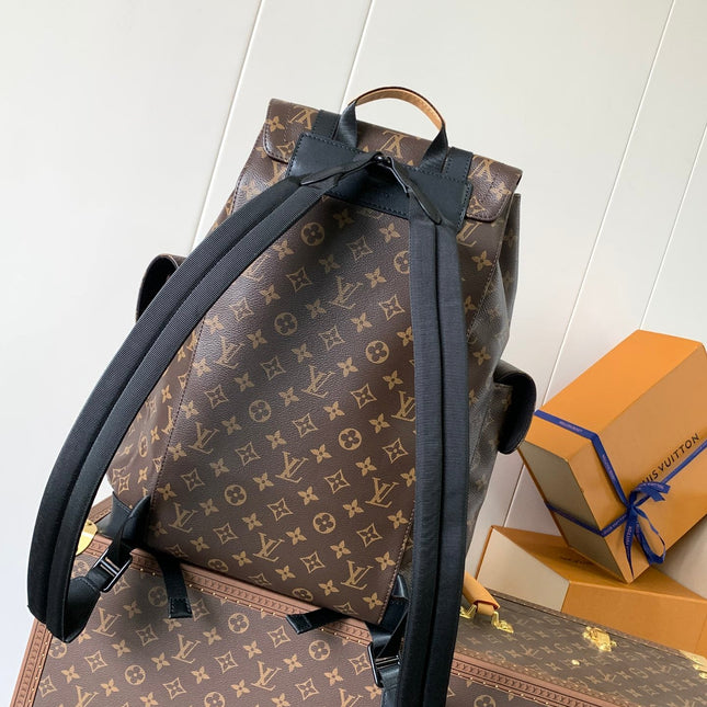 LV 25S CHRISTOPHER BACKPACK 44 IN BROWN AND BLACK CANVAS MONOGRAM