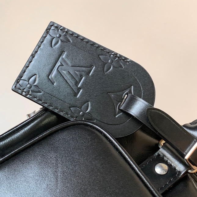 LV 25S KEEPALL CARGO BANDOULIÈRE 25 IN BLACK CALFSKIN SILVER HARDWARE