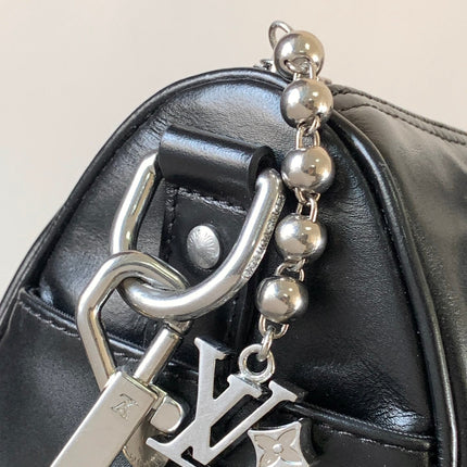 LV 25S KEEPALL CARGO BANDOULIÈRE 25 IN BLACK CALFSKIN SILVER HARDWARE