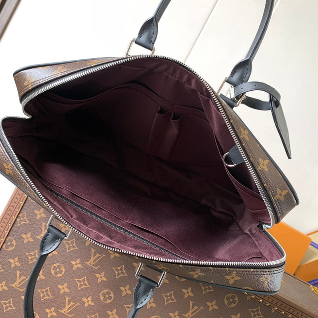 LV 25S PORTE- DOCUMENTS VOYAGE 41 IN BROWN AND BLACK EMBOSSED DAMIER INFINI CALFSKIN