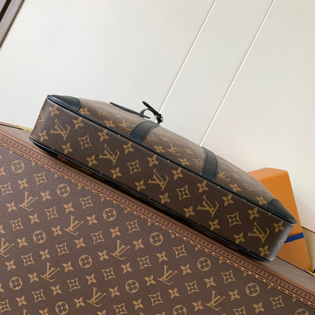 LV 25S PORTE- DOCUMENTS VOYAGE 41 IN BROWN AND BLACK EMBOSSED DAMIER INFINI CALFSKIN
