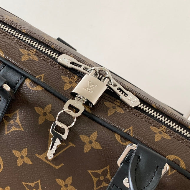 LV 25S PORTE- DOCUMENTS VOYAGE 41 IN BROWN AND BLACK EMBOSSED DAMIER INFINI CALFSKIN