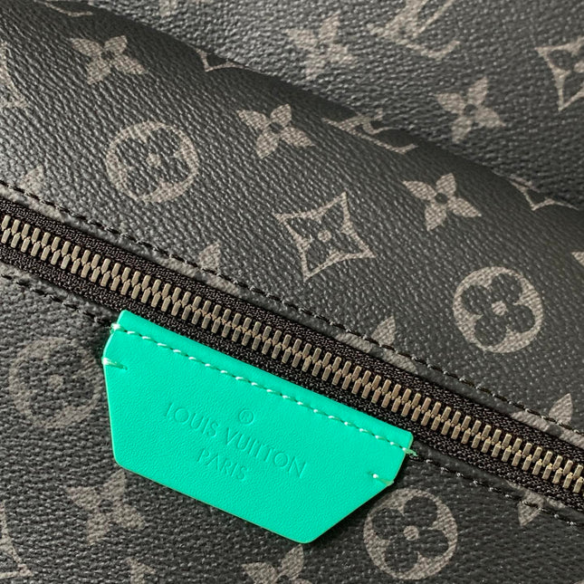 LV 25S DISCOVERY PM BACKPACK 38 IN BLACK AQUA MONOGRAM ECLIPSE CANVAS AND CALFSKIN