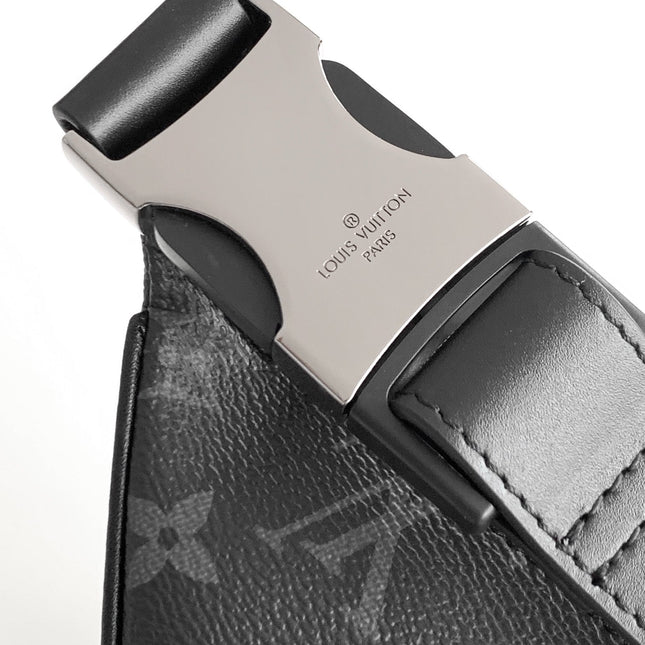 LV 25S DISCOVERY BUMBAG 44 IN BLACK AQUA MONOGRAM ECLIPSE CANVAS AND CALFSKIN