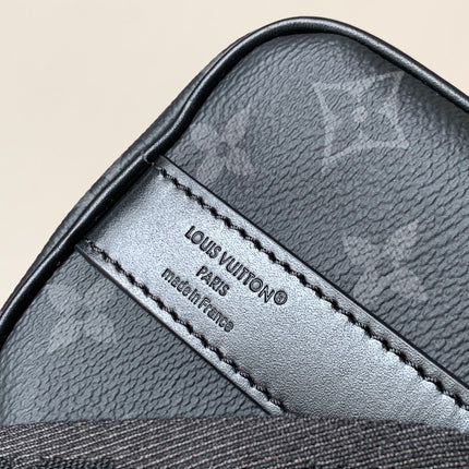 LV 25S KEEPALL 25 WITH SHOULDER STRAP IN BLACK AQUA COATED MONOGRAM ECLIPSE CANVAS AND CALFSKIN