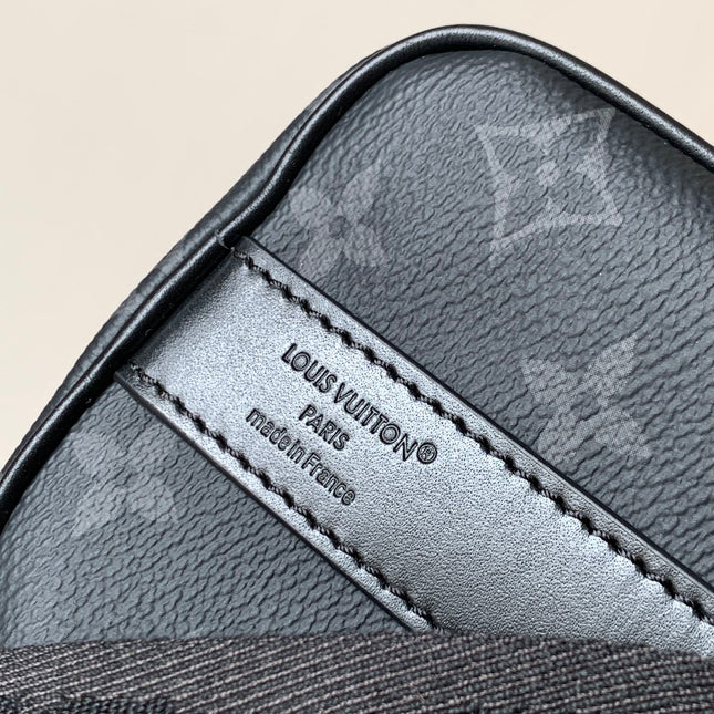 LV 25S KEEPALL 25 WITH SHOULDER STRAP IN BLACK AQUA COATED MONOGRAM ECLIPSE CANVAS AND CALFSKIN