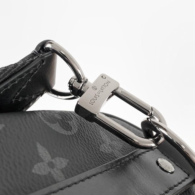 LV 25S KEEPALL 25 WITH SHOULDER STRAP IN BLACK AQUA COATED MONOGRAM ECLIPSE CANVAS AND CALFSKIN