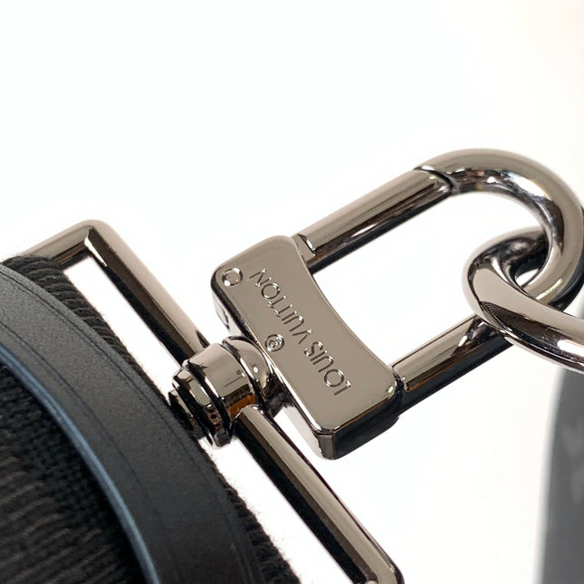 LV 25S KEEPALL 45 WITH SHOULDER STRAP IN BLACK ORANGE COATED MONOGRAM ECLIPSE CANVAS AND CALFSKIN