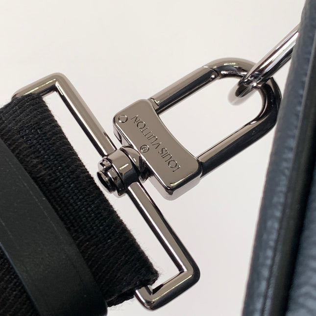 LV 25S KEEPALL 50 WITH SHOULDER STRAP IN BLACK AQUA COATED MONOGRAM ECLIPSE CANVAS AND CALFSKIN