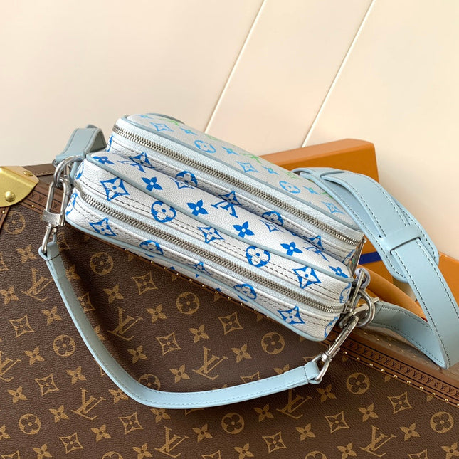 LV 25S NIL BAG 25 IN LIGHT BLUE MONOGRAM CANVAS AND CALFSKIN SILVER HARDWARE