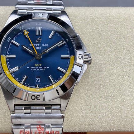 CHRONOMAT AUTOMATIC GMT 40 ALL STEEL BLUE MIX YELLOW DIAL