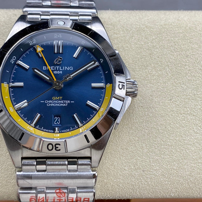 CHRONOMAT AUTOMATIC GMT 40 ALL STEEL BLUE MIX YELLOW DIAL
