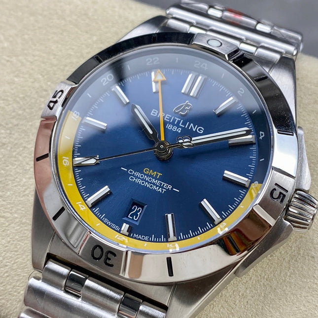 CHRONOMAT AUTOMATIC GMT 40 ALL STEEL BLUE MIX YELLOW DIAL