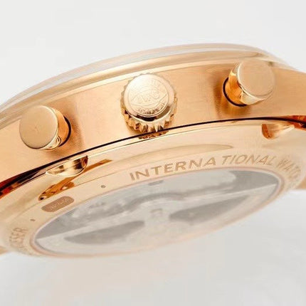 PORTUGIESER CHRONOGRAPH CLASSIC 42 MM GOLD CASE WITH BROWN LEATHER STRAP