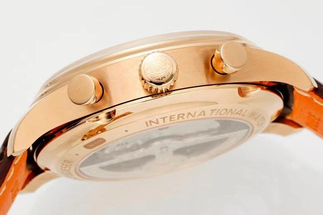 PORTUGIESER CHRONOGRAPH CLASSIC 42 MM GOLD CASE WITH BROWN LEATHER STRAP