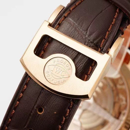 PORTUGIESER CHRONOGRAPH CLASSIC 42 MM GOLD CASE WITH BROWN LEATHER STRAP