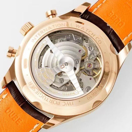 PORTUGIESER CHRONOGRAPH CLASSIC 42 MM GOLD CASE WITH BROWN LEATHER STRAP