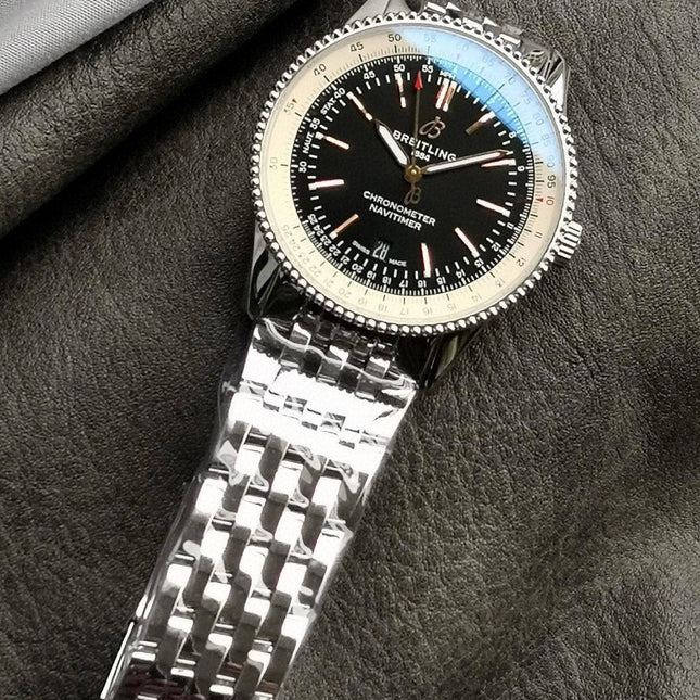 NAVITIMER AUTOMATIC 41 STEEL BEZEL BLACK AND WHITE DIAL
