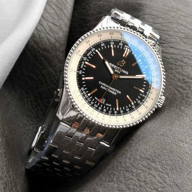 NAVITIMER AUTOMATIC 41 STEEL BEZEL BLACK AND WHITE DIAL