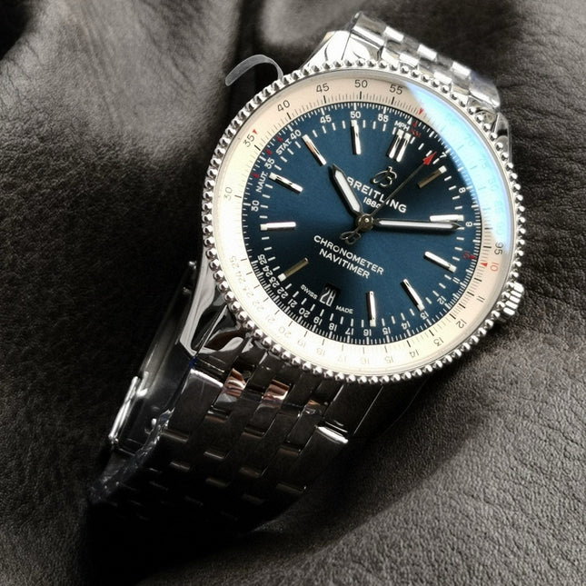 NAVITIMER AUTOMATIC 41 STEEL BEZEL MIDNIGHT BLUE AND WHITE DIAL