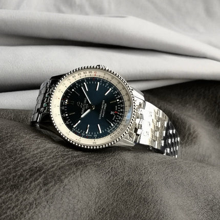 NAVITIMER AUTOMATIC 41 STEEL BEZEL MIDNIGHT BLUE AND WHITE DIAL
