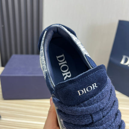 CD B33 SNEAKER NAVY SUEDE AND MONOGRAM FABRIC