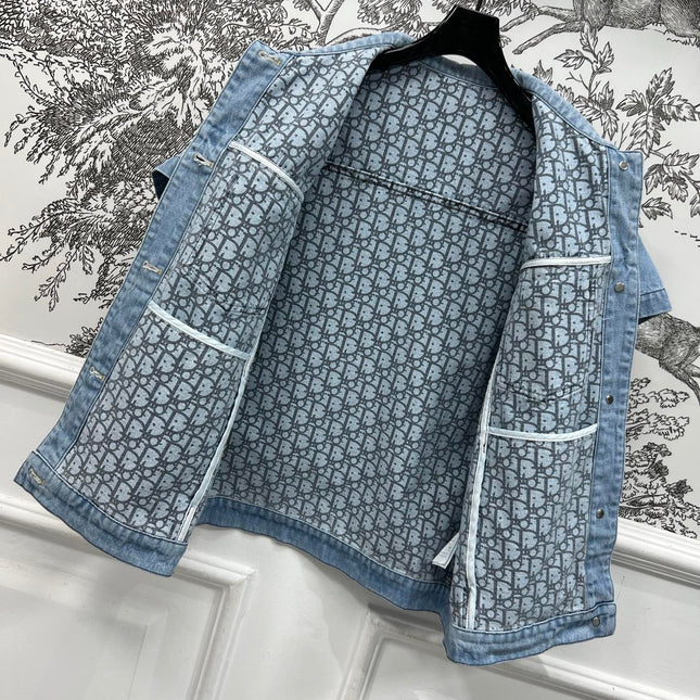JACKET DENIM JACQUARD DUSTY BLUE 266724